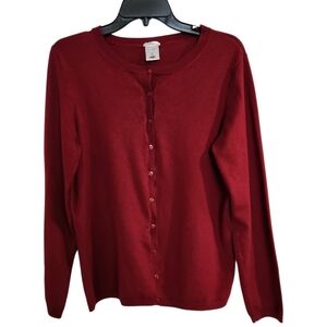 Old Navy Womens Sz XL Sweater Cardigan Burgandy Button Up Round Neck Long Sleeve